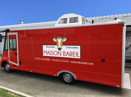 Camion de la boucherie charcuterie traiteur de Maison Bareil à Alzonne (11) près de Caracassonne et Castelnaudary